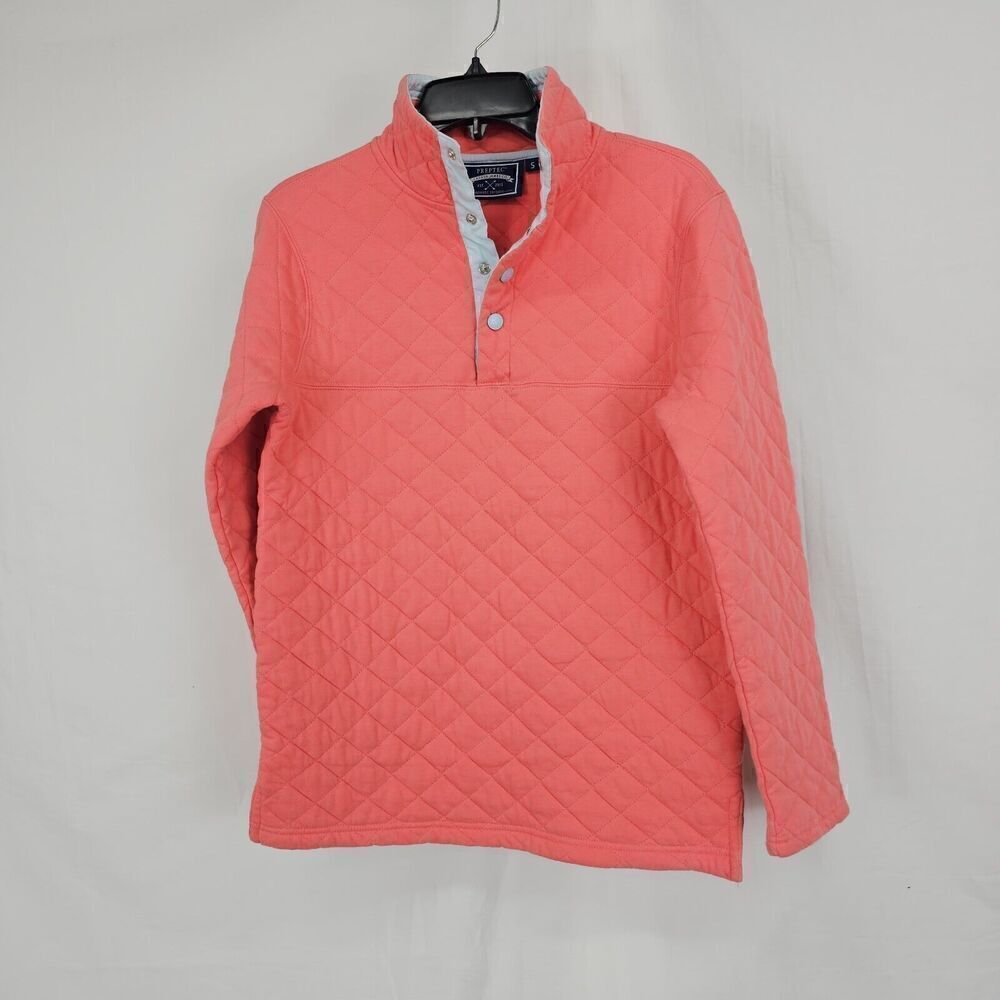 Lauren James Preptec Quilted Snap Up Pullover Salmon Women's Size Small